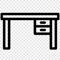 computer desk, work desk, table, writing desk icon svg