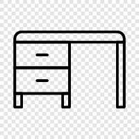 computer desk, work desk, study desk, home office desk icon svg