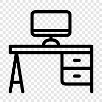 computer desk, home office desk, office desk, desk icon svg