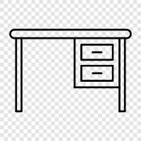 computer desk, office desk, home office desk, student desk icon svg