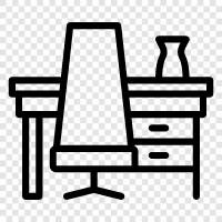 computer desk, office desk, drafting desk, office chair icon svg