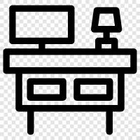 computer desk, sitting desk, standing desk, ergonomic desk icon svg