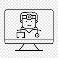 computer doctor, doctor computer, computer doctor office, doctor computer office icon svg