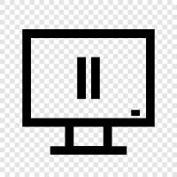 computer monitor, computer display, monitor, monitor with pause icon svg