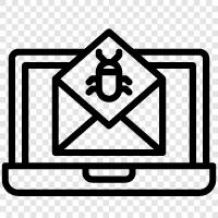 computer virus, email spoofing, email scam, email hoax icon svg