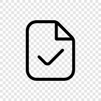 Confirmation, check, verification, document icon svg