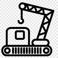 Bau, schwere Ausrüstung, Baumaschinen, Baumaterialien symbol
