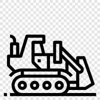 inşaat ekipmanları, buldozer, kazıcı, buldozer kamyonu ikon svg