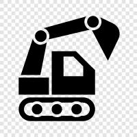 Bau, schwere Ausrüstung, Baumaschinen, Abbruch symbol