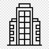 construction, skyscraper, construction equipment, scaffolding icon svg