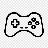 controllers, joysticks, buttons, play icon svg