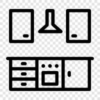 cooking, kitchen appliances, kitchen design, kitchen cabinets icon svg