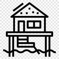 cottage, coastal, house, historic icon svg