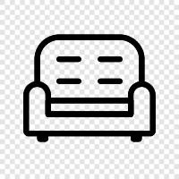 Couch, Loveseat, Sectional, Comfort icon svg