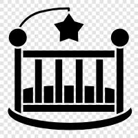 crib, toddler bed, bed, bed rails icon svg