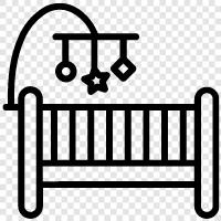 crib, toddler bed, bed, bed rails icon svg