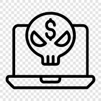 cryptovirology, bitcoin, cybercrime, virus icon svg