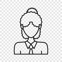 curly hair, curly hair woman, woman with curly hair, natural curly hair icon svg