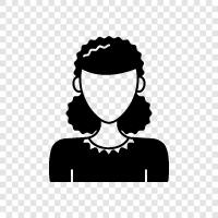 curly hair, women with curly hair, women with big curly hair, women icon svg