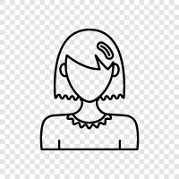 curly hair girl, pretty girl with short hair, pretty girl with curly hair, short hair girl icon svg