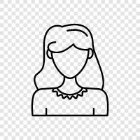 Curly Hair Woman, Woman with Wavy Hair, Woman with Curly, Wavy Hair Woman icon svg