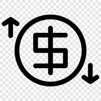 Обменные курсы, преобразователи валют, обменные курсы валют, валютные курсы Значок svg