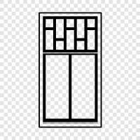 Vorhänge, Fensterbehandlungen, Fensterbeläge, Glas symbol