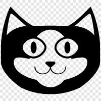 cute, fluffy, black and white, house icon svg