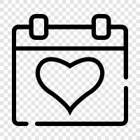 date of birth, date of marriage, love date, date of love icon svg