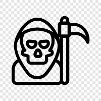 death, Grim Reaper, death mask, skeletal icon svg