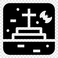 death, burial, casket, burial plot icon svg