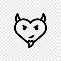 Demon, Heart, Evil, Horror icon svg