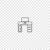 desk, workstation, computer desk, desk chair icon svg