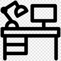 desk for studying, study table, study chair, study space icon svg