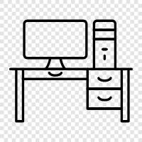 desk, workstation, computer desk, office chair icon svg