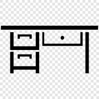 desk, table, chair, computer icon svg