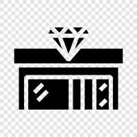 Diamantgeschäft, Uhren, Ringe, Ohrringe symbol