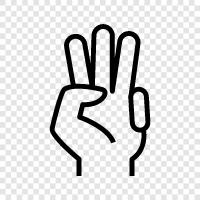 разница между тремя пальцами и четырьмя пальцами, как отпраздновать три пальца, три пальца Значок svg
