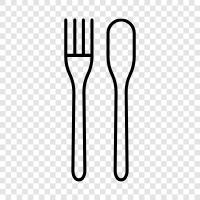 dining utensils, kitchen utensils, silverware, spoon and fork icon svg