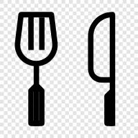 dinner knife and fork, dinnerware, cutlery, kitchenware icon svg