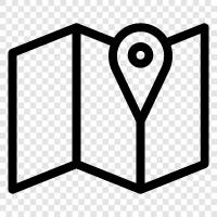 directions, GPS, map software, map print icon svg