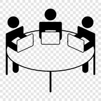 discussion table, round table discussion, meeting table, round table icon svg