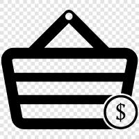 dollar basket, dollar store, spend money, save money icon svg