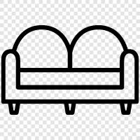 double sofa beds, double couch, double futon, single sofa icon svg