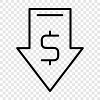 down economy, downsize business, reduce business, reduce costs icon svg