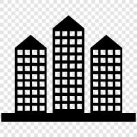 downtown, skyscrapers, business, economy icon svg