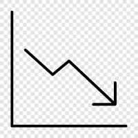 downward trending, downtrending, down trending icon svg