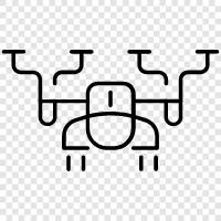 Drohnen, Quadcopter, fliegende, fliegende Maschinen symbol