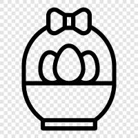 Easter, egg hunt, Easter baskets, egg decorating ideas icon svg