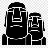 Easter Island, statues, Polynesian, art icon svg